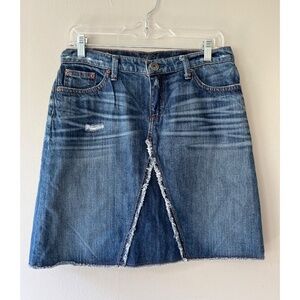 Banana Republic Sz 27 Denim Mini Short Skirt Cotton Jean Mid Wash Pockets